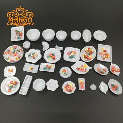 #ad 32Pcs Tableware Dish Set Dollhouse Miniature amp; Fruit Slices Kitchen Accessories $7.99