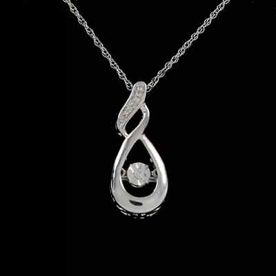 #ad Infinity Pendant Necklace Round Dancing Simulated Diamond 925 Sterling Silver $54.59