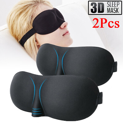 #ad 2X Comfortable 3D Soft Padded Blindfold Blackout Eye Mask Sleep Aid Shade Cover $12.47