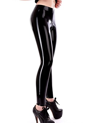 #ad 8746 Latex gummi leggings high waist crotch zip custom made 0.4mm $78.99