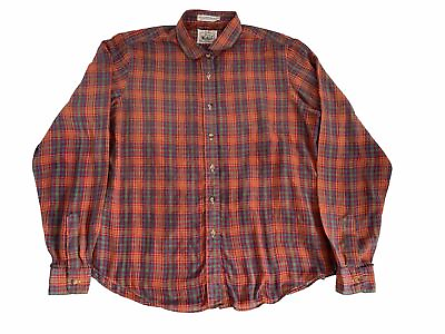 #ad Vintage Woolrich The Womens Plaid Button Dress Shirt Sz M Long Sleeve Red Soft $19.99