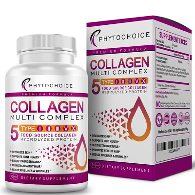 Multi Collagen Peptides 90 Capsules Type IIIIIIVX Anti Aging Collagen Pills $15.00