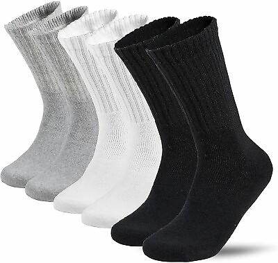 #ad Lot 3 12 Pairs Mens Solid Sports Athletic Work Crew Cotton Socks Size 9 11 10 13 $9.89