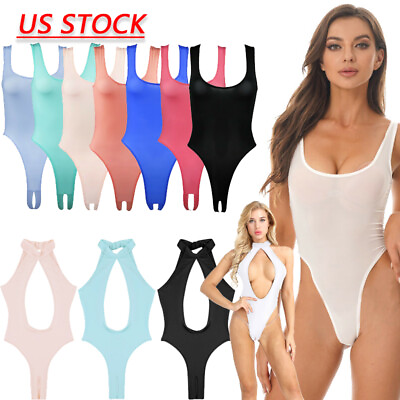#ad #ad Womens One Piece Crotchless High Cut Thongs Leotard Bodysuit Lingerie Underwear $10.61