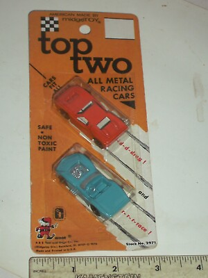 #ad 1970 Midgetoy Top Two Pack Original Vintage Die Cast Metal Race Car Toys $28.60