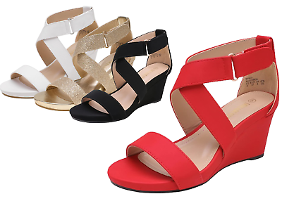 #ad Women Summer Open Toe Ankle Strap Wedge Heel Comfortable Wedge Sandals $27.99
