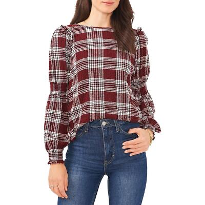 #ad 1.State Womens Plaid Ruffled Long Sleeve Pullover Top Shirt BHFO 3956 $12.99
