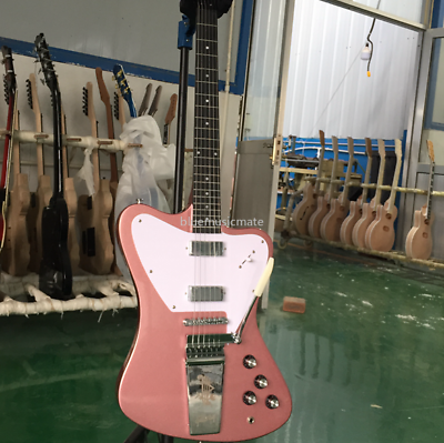 Pink Silver Firebird Solid Body Electric Guitar Ebony Fretboard Long Bridge $329.00