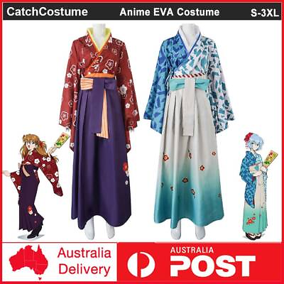 #ad EVA Neon Genesis Evangelion Ayanami Rei Asuka Kimono Cosplay Costume Full Outfit AU $85.99