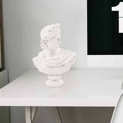 #ad White Apollo Statue Resin Roman Bust Figurine for Tabletop Decoration $18.18