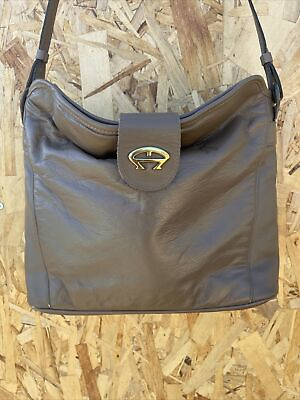 #ad VTG Etienne Aigner Gray Leather Taupe Purse Shoulder Bag Slouchy 80’s Crawfords $24.99