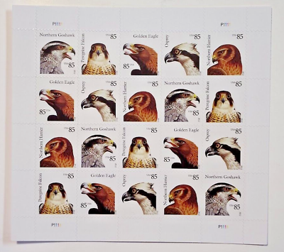 #ad Scott #4608 4612 Birds of Prey Self Adhesive $0.85 Stamps SHEET PANE of 20 MNH $13.95