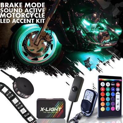 Flash to Music Motorcycle LED Strip Kit Neon Glow Body Frame w Switch Brake Mode $61.99