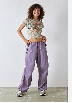 #ad iets frans... Women#x27;s Urban Outfitters Shiny Balloon Pants Lilac Size M NEW $45.00