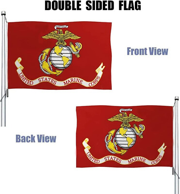 US Marine Corps USMC Flag 3x5 Double Sided 2ply US Military Officially Licensed $24.88