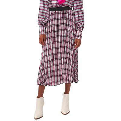 #ad CeCe Womens Plaid Pleated Midi A Line Skirt BHFO 4236 $11.99