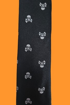 #ad #ad Men’s J. Ferrar Skull Crossbones Halloween Neck Tie Black White NWT NOS $19.90