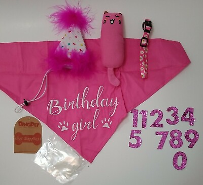 #ad Cat Birthday Girl 5 Piece Decor Cat Birthday Theme for Pet Party $15.30