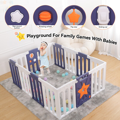 #ad 14 Panel Foldable Baby Playpen Play Yard Kids Activity Center Indoor Outdoor US $96.03