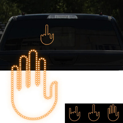 #ad Funny LED Illuminated Gesture Light Car Finger Light With Remote Road Rage Signs $30.99