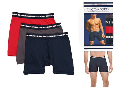 Men#x27;s Tommy Hilfiger 3 Pack Boxer Briefs THCOMFORT Underwear Red Black Gray $20.00