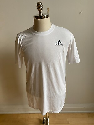 #ad Adidas BNWOT Men logo white TShirt sz Mediem aeroready $28.29