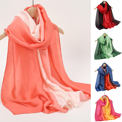 #ad Silky Scarves Sunscreen Large Size Shawls Long Muslim Hijabs Wraps Thin Fashion $10.52