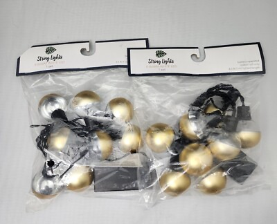 Lot of 2 Gold Ball String Battery Powered LED Lights Warm Indoor 3.5Ft per set $8.99