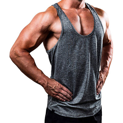 #ad Mens Workout Tank Top Gym Sports Fitness Vest Bodybuilding Muscle T Shirt Summer $10.34