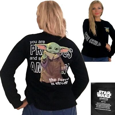 #ad Licensed Star Wars Mandalorian Baby YODA Grogu women#x27;s FLEECE SweatshirtXS L $24.02