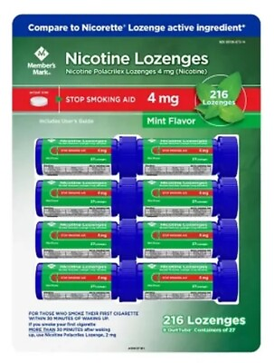 #ad Member#x27;s Mark Nicotine Lozenge 4mg Mint Flavor 27 ct. 8pk. FREE SHIPPING $59.99