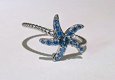 Fragrant Jewels Fashion Ring Size 7 Blue Stones Starfish $13.50