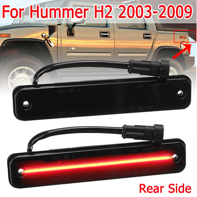 #ad 2Pcs Smoked Lens Rear Fender Lamp Side Marker Lights RED For Hummer H2 2003 2009 $17.56