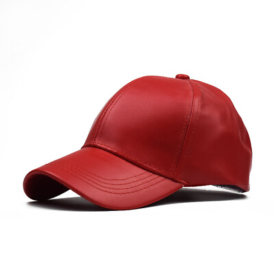 Cool Men#x27;s PU Leather Adjustable Hat Baseball Cap Women Solid Color Outdoor Hat $11.95