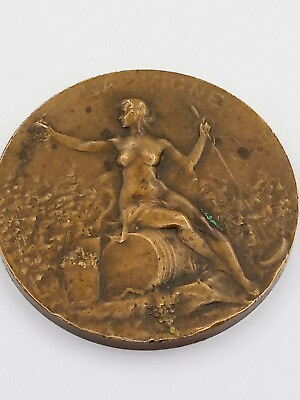 1920s Art Nouveau French Bronze Medal La Vigne Signed G. Prudhomme 2quot; Wine Medal $79.00