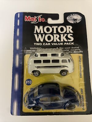 Maisto Motor Works 2 Car Value Pack #10 Volkswagen 1300 Bug amp; Volkswagen Camper $3.20
