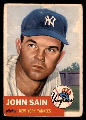 #ad 1953 Topps John Johnny Sain #119 SP Short Print Poor MK Baseball Card $11.39