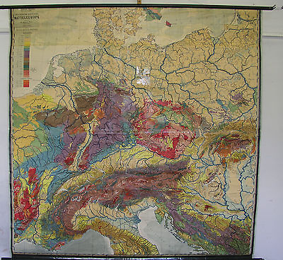 #ad School Wall Map Beautiful Old Europakarte Geology 196x196 Vintage Map 1951 $338.71
