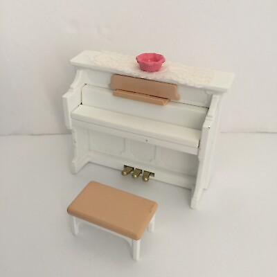 #ad Sylvanian Families Calico Critters White Piano With Pink Bench and Dish Lace $11.70