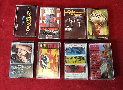 #ad Classic Rock Cassette Tape Lot Of 8 GNR Cars Springsteen Boston Van Halen $18.98