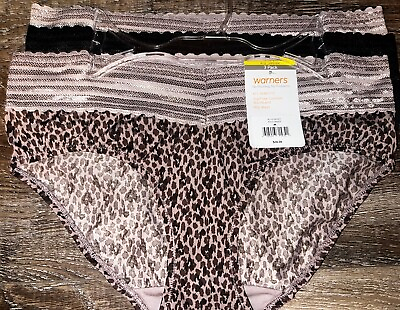 #ad Warners Womens Hipster Underwear Panties Polyester Blend 3 Pair Lace M 6 $22.24