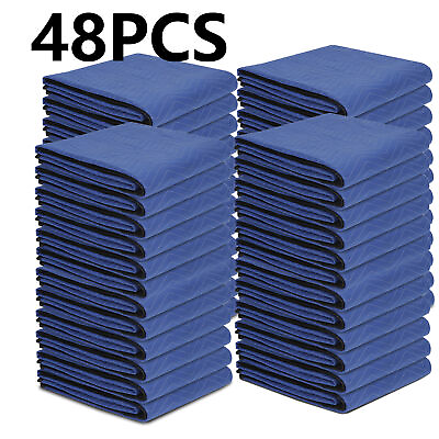 #ad 48 Pack Moving Blankets 80quot; x 72quot; Pro Economy Blue Shipping Furniture Pads $204.58