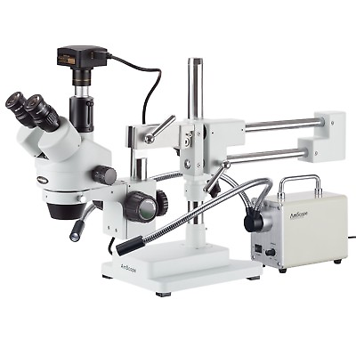 #ad 3.5X 45X Simul Focal Trinocular Stereo Microscope LED Fiber Optic Light 10MP $1522.99