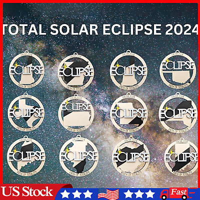 #ad Solar Eclipse OrnamentWooden Eclipse Keepsake Eclipse Gifts for Family Friends $9.69