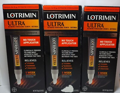 Lotrimin Ultra No Touch Applicator Pack of THREE 20g 0.70oz 3 2024 Dmgd Box $15.50