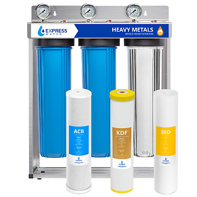 #ad Whole House Water Filter System Carbon KDF Sediment 3 Stage Filtration 4.5quot; 20quot; $499.99