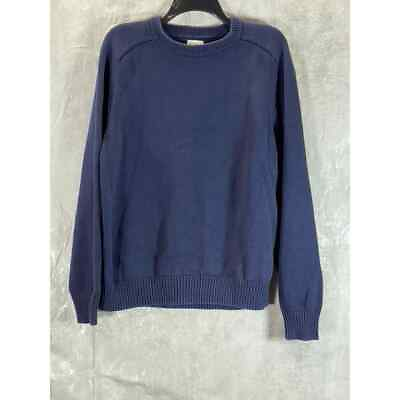 #ad J.CREW Men#x27;s Navy Heritage Cotton Knit Crewneck Long Sleeve Sweater SZ L $24.00