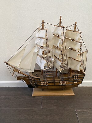 Handcrafted Wooden Large Model Ship Nautical Marine Sailboat 2 Iron Anchors $191.24