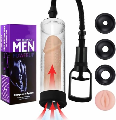 #ad Vacuum Penis Pump for Male ED Enhancement Erectile Enlargement Penis Enlarger BG $12.69