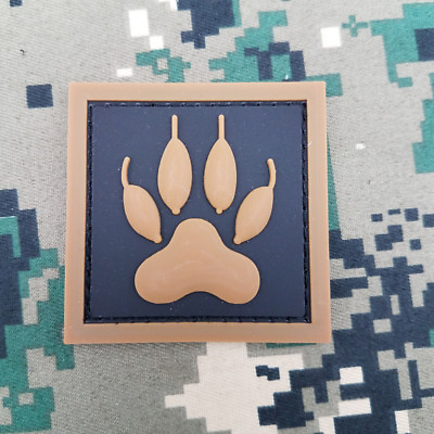 #ad 3D PVC K9 DOG TRACKER PAW TACTICAL US BADGE RUBBER HOOKamp;LOOP PATCH DESERT $6.99